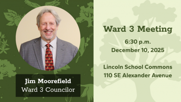 Portait of Councilor Jim Moorefield on a green patterned field