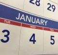 A printed calendar page showing dates in January
