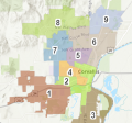 Map showing 9 wards in Corvallis