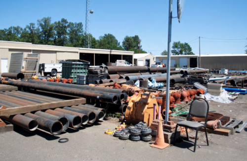 Public Works maintenance yard with equipment outdoors