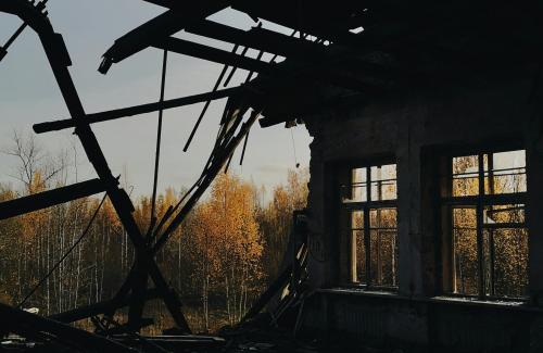 Interior view of building that is in demolition