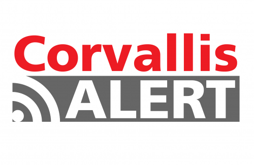 Corvallis Alert red and gray logo