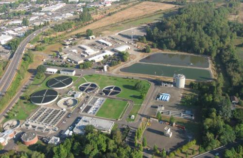 Wastewater Treatment Plant overhead view