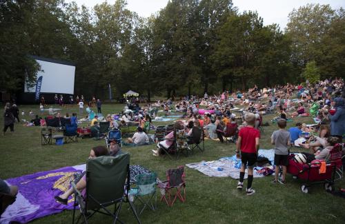 crowd watching movie at avery park