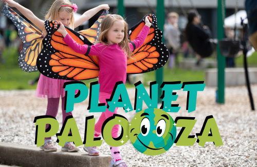 two girls dressed as butterflies at planet palooza