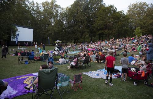 crowd at avery park movie in the park event