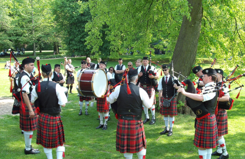 bagpipe band in park