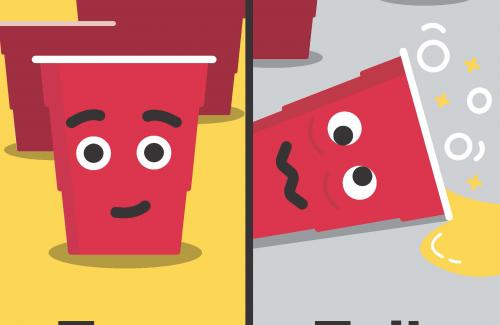Graphic showing two red party cups with the words "FUN. FAIL."