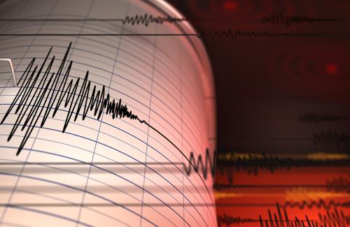 Seismic graph on red background