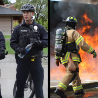 Police officers and firefighters in Corvallis