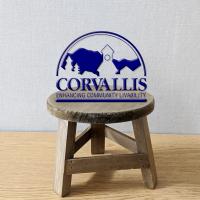 City logo on a three-legged stool