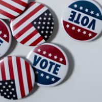Voting buttons and American flag buttons
