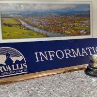 Information sign sitting on a countertop