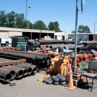 Public Works maintenance yard with equipment outdoors