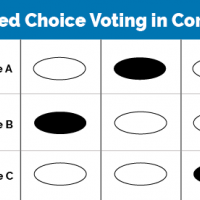 Candidate voting grid with blackened ovals