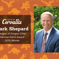 Mark Shepard Mark Shepard portrait on an orange pattern background