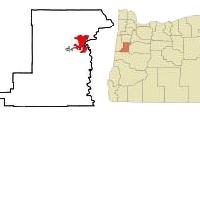 Map of Oregon and Benton County with Corvallis marked