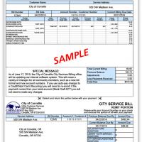 Sample city services bill showing new changes to the layout