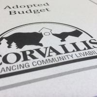 Finance Budget document cover showing the city logo in black & white