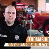 Firefighter speaking in a TV interview
