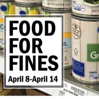 Food for Fines Logo with Canned Goods in Background