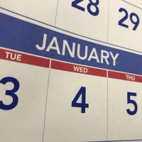 A printed calendar page showing dates in January