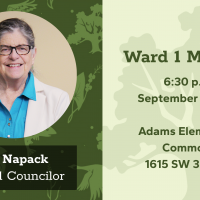 Ward 1 Meeting Announcement with Photo of Councilor Jan Napack