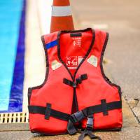 life jacket by a pool