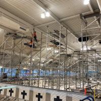 Scaffolding in the pool at Osborn Aquatic Center