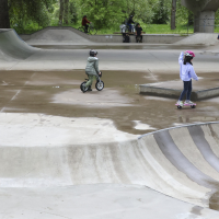 kids playing at the skate park