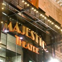 The Majestic Theatre's lights at night