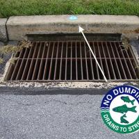 Storm drain in city street