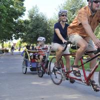 Bikes on riverfront path