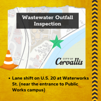Map showing the location of the wastewater outfall inspection site, marked with a large green star.
