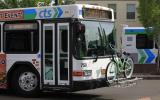 City bus with bike on rack