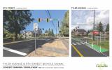 Two Street renderings. One looking northbound along 9th Street at the new signal. The other looking westbound along Tyler.