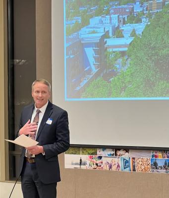 City Manager Mark Shepard speaks at the open house