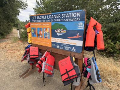 Michael's Landing Kiosk Life Looks Good on You life jacket kiosk at Michael's Landing