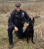 Officer Caleb Wistock and K-9 Mazikeen