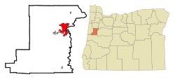 Map of Oregon and Benton County with Corvallis marked