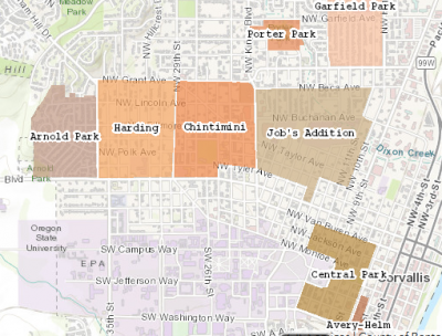 Map of neighborhood associations in Corvallis
