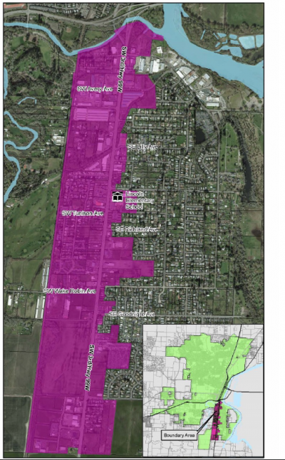 Proposed urban renewal boundary map in South Corvallis