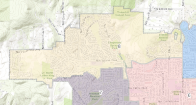 Map showing Ward 8 in Corvallis