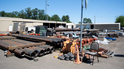 Public Works maintenance yard with equipment outdoors