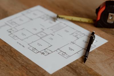 Building plans with ruler