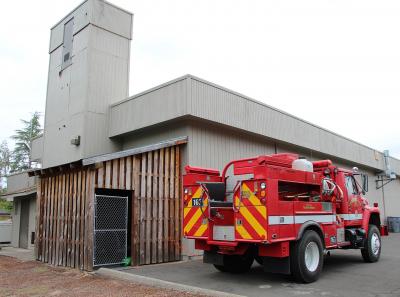 Corvallis Fire Station 3 showing the brush truck stored outdoors