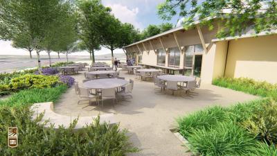 Artist's rendering of CSCC new south patio, currently under construction
