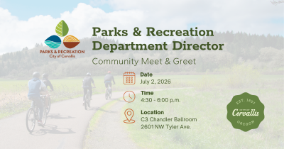 Parks & Recreation Department Director Community Meet & Greet Parks & Recreation Department Director Community Meet & Greet. Image shows cyclists on a paved multi-use path.
