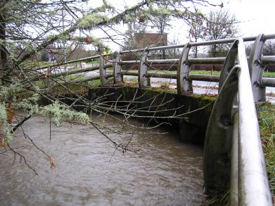 High water under a bridge