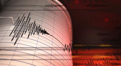 Seismic graph on red background